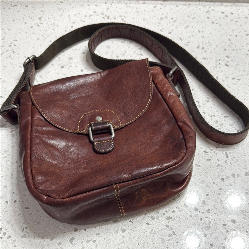 Jack George Distressed Leather crossbody Cognac‎ Brown pouch bag boho relaxed